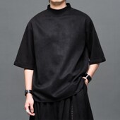 春夏打底衫 日系暗黑系小众半高领山本耀司风七分袖 T恤男女新中式