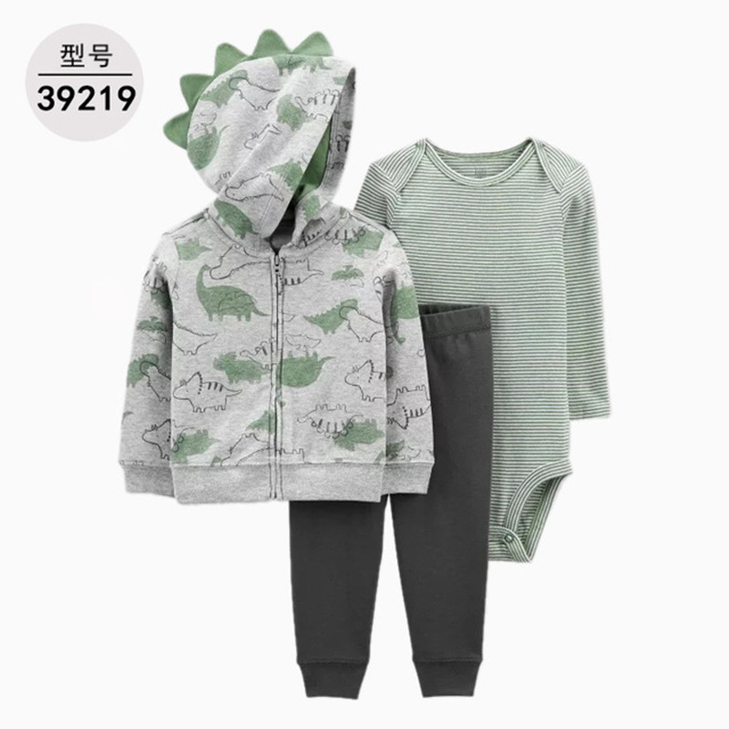 婴儿连体衣套装儿童卫衣裤春秋薄款男女宝宝婴幼纯棉长袖三件套新