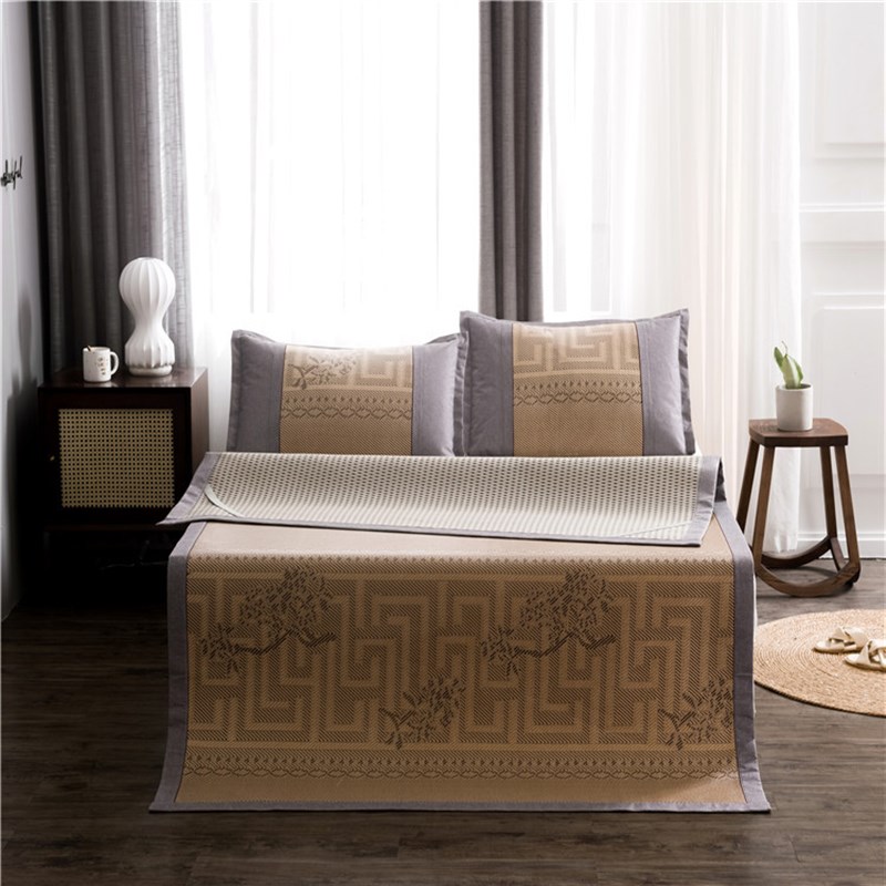 地摊价藤席冰丝凉席1.8m双人床席1.5米1.2可折叠双面软草席子两用