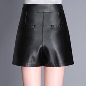 裙女2023新款 裙修身 秋冬季 皮裤 大码 pu短裤 显瘦假两件皮裙直筒靴裤