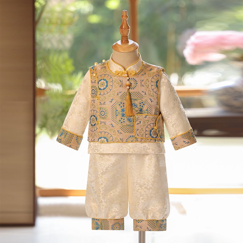 周岁男宝礼服秋季2024新款宝宝一周岁生日抓周衣服男童汉服中国风