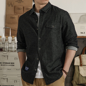 新款 日系黑色复古衬衫 男士 2025年新款 内搭长袖 男休闲百搭衬衣外套