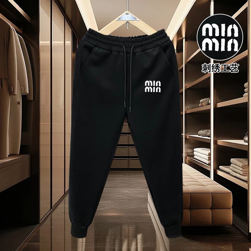 2025夏季新款男士裤子刺绣谬家运动裤休闲裤修身束脚情侣百搭卫裤