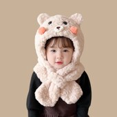 秋冬季 宝宝帽g子围脖围巾一体帽儿童毛绒帽男童女童护耳帽保暖冬