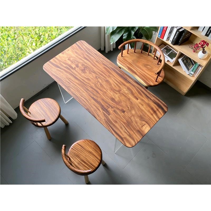 南美胡桃木大板桌茶桌茶台实木原木餐桌榆木办公桌书桌轻奢高端
