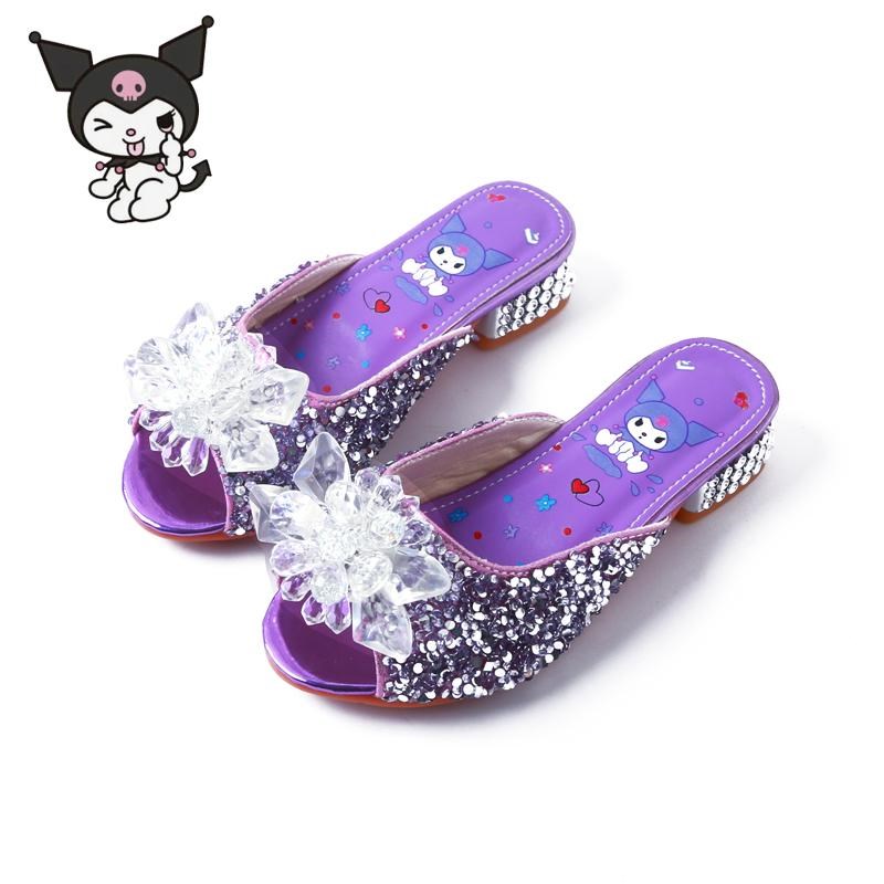 库洛米公主鞋2025新款女童拖鞋夏季儿童水晶鞋宝宝拖鞋女孩高跟鞋