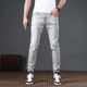 2024新款 子 小脚弹力百搭裤 高级水泥灰色潮流烫钻印花牛仔裤 男修身