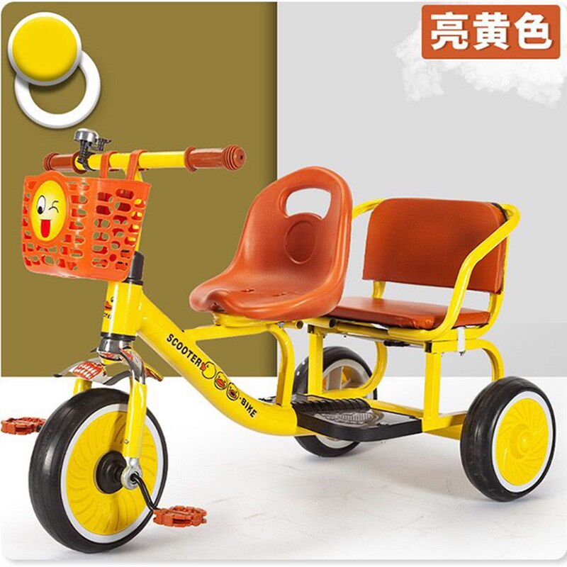双人儿童三轮车双胞胎宝宝推车婴幼儿男女I1-3-6岁小孩双座脚踏车