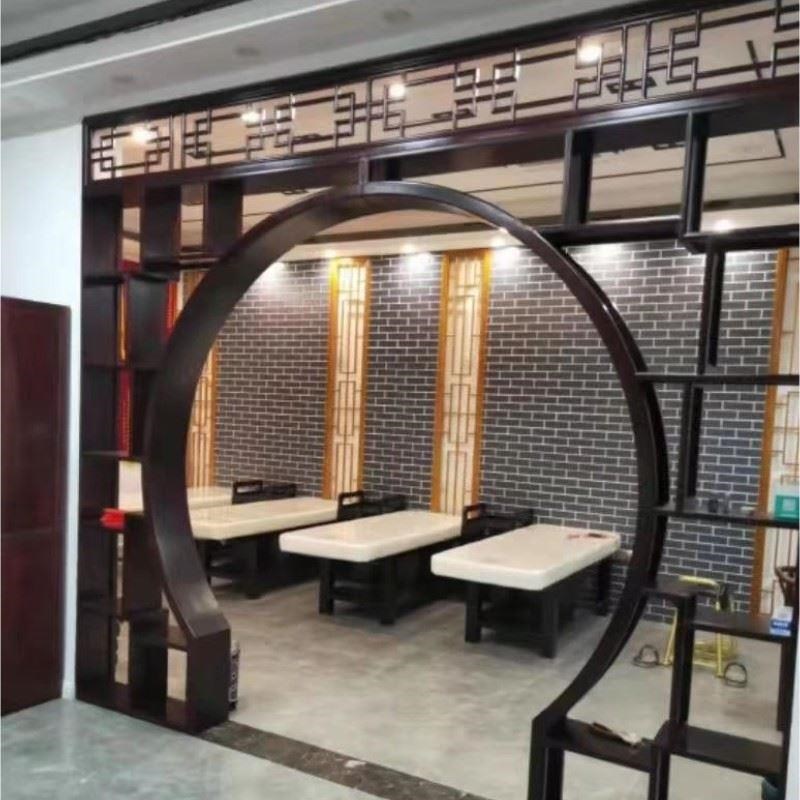 花格月洞门实木博古架客厅中式背景隔断屏风圆拱门仿古玄关月亮门