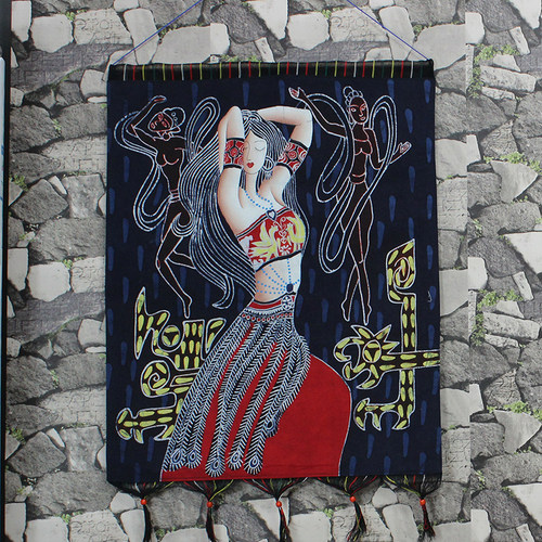 蜡染装饰桌旗特色手工绘制桌画壁挂工艺品装饰画纯文创挂布画苗族