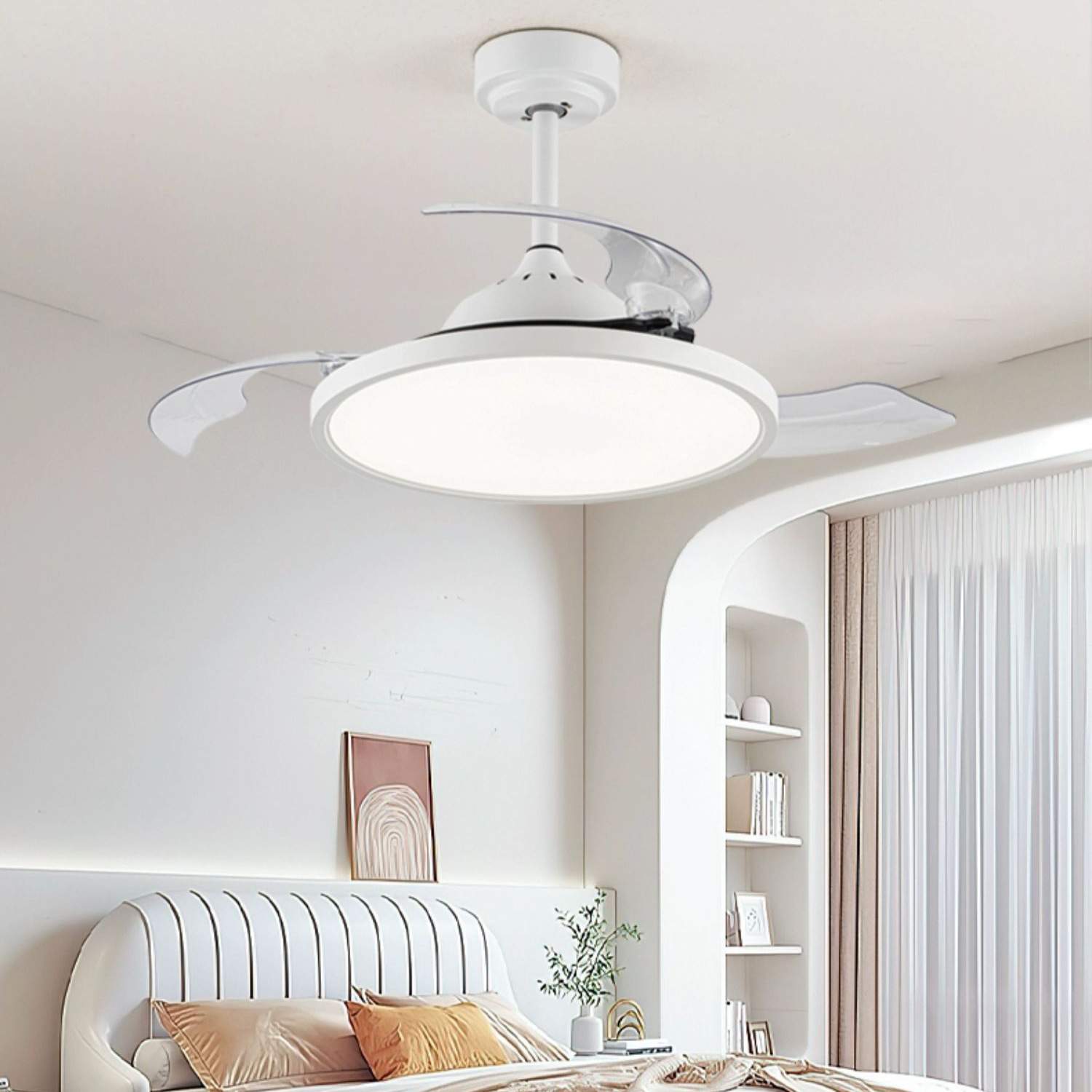 全光谱护眼超薄款防蓝光风扇灯卧室餐厅灯扇一体吊扇灯客厅隐形灯