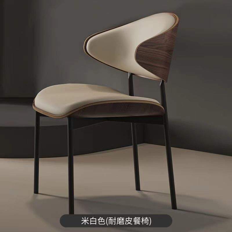 极简餐桌椅意式现代简约椅子家用超纤皮座垫弧形靠背餐椅软包舒适