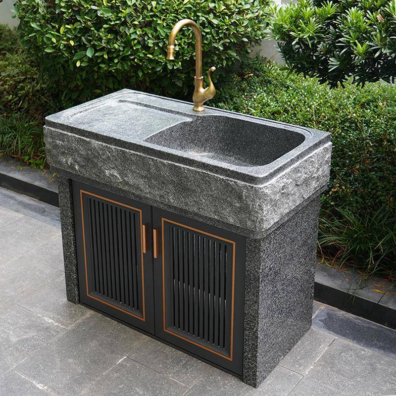 户外大理石庭院水池台盆石头洗衣池花园室外一体落地式花岗岩水槽