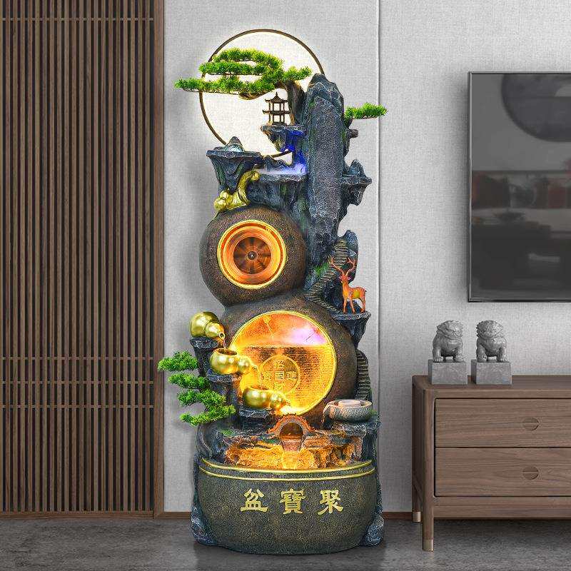 新中式聚宝盆葫芦流水喷泉摆件客厅循环水开业乔迁高档礼过年装饰