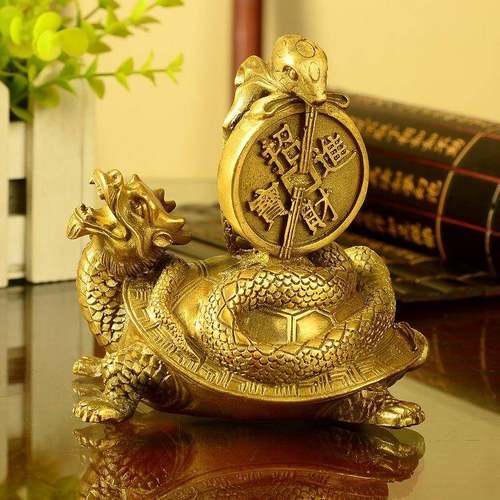 纯铜金钱玄武摆件龟蛇家居风水