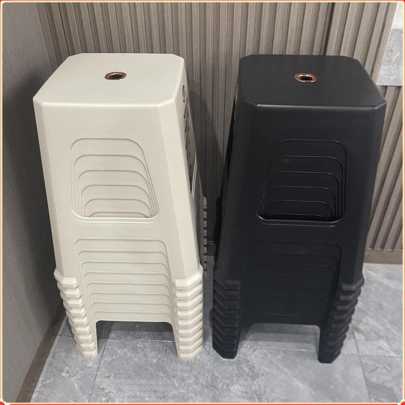 塑料凳子奶油风家居加厚成人胶板凳北欧中式成人踩脚凳可叠放备用