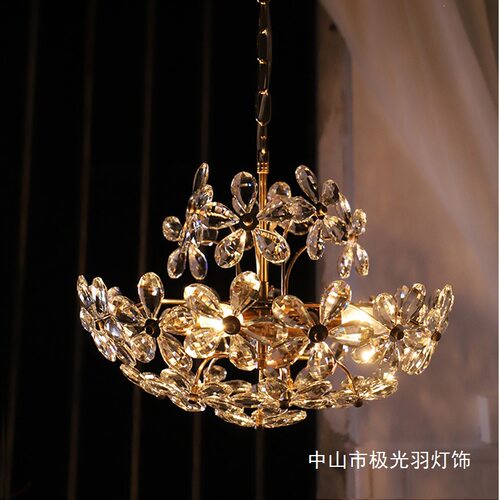 法式客厅吊灯美式复古创意温馨浪漫餐厅书房全铜轻奢卧室水晶灯具