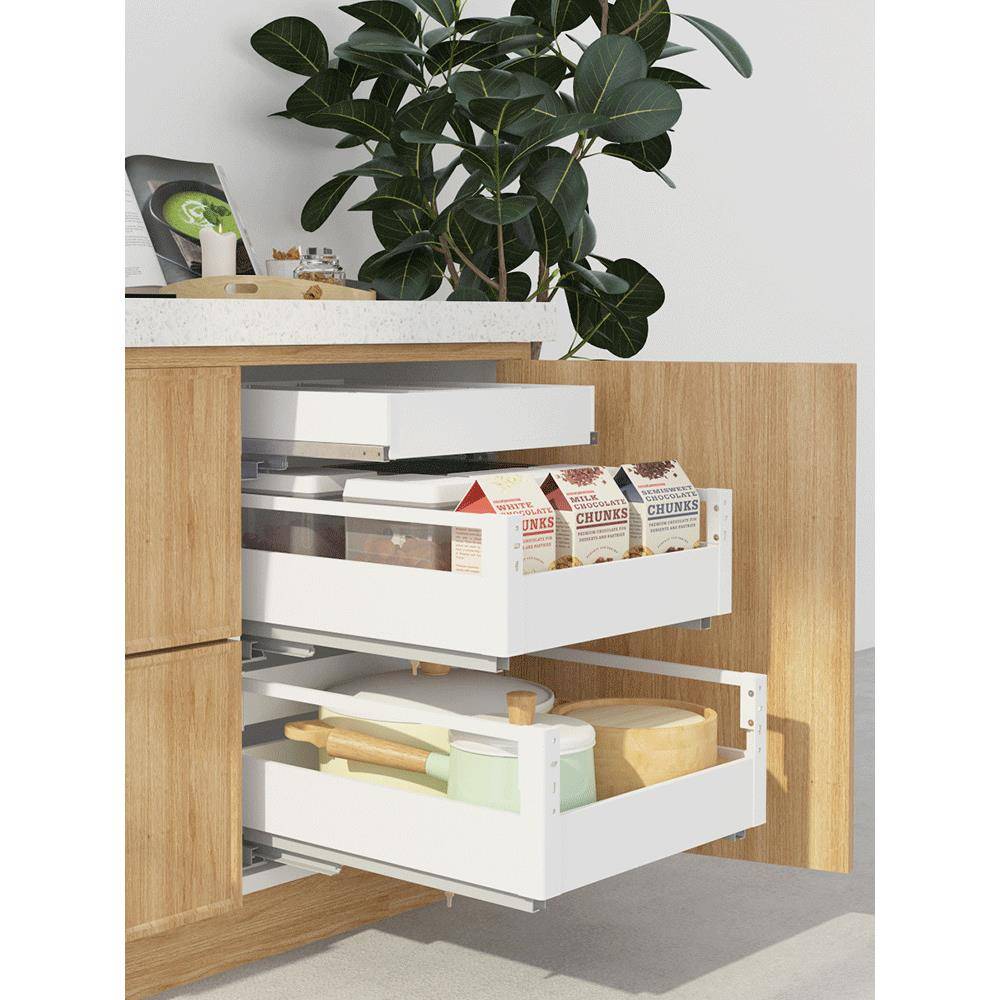 WBZ7拉篮厨房橱柜内置物架单双层抽屉式碗碟置物架调味品收纳篮