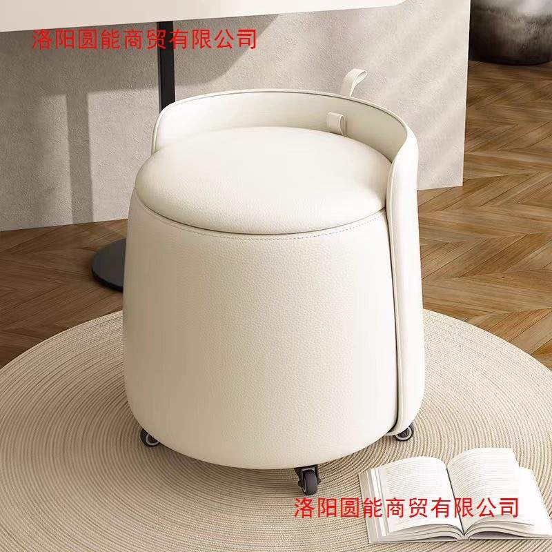储物化妆凳收纳凳滑轮靠背矮凳梳妆台梳妆凳轻奢感实木茶几凳