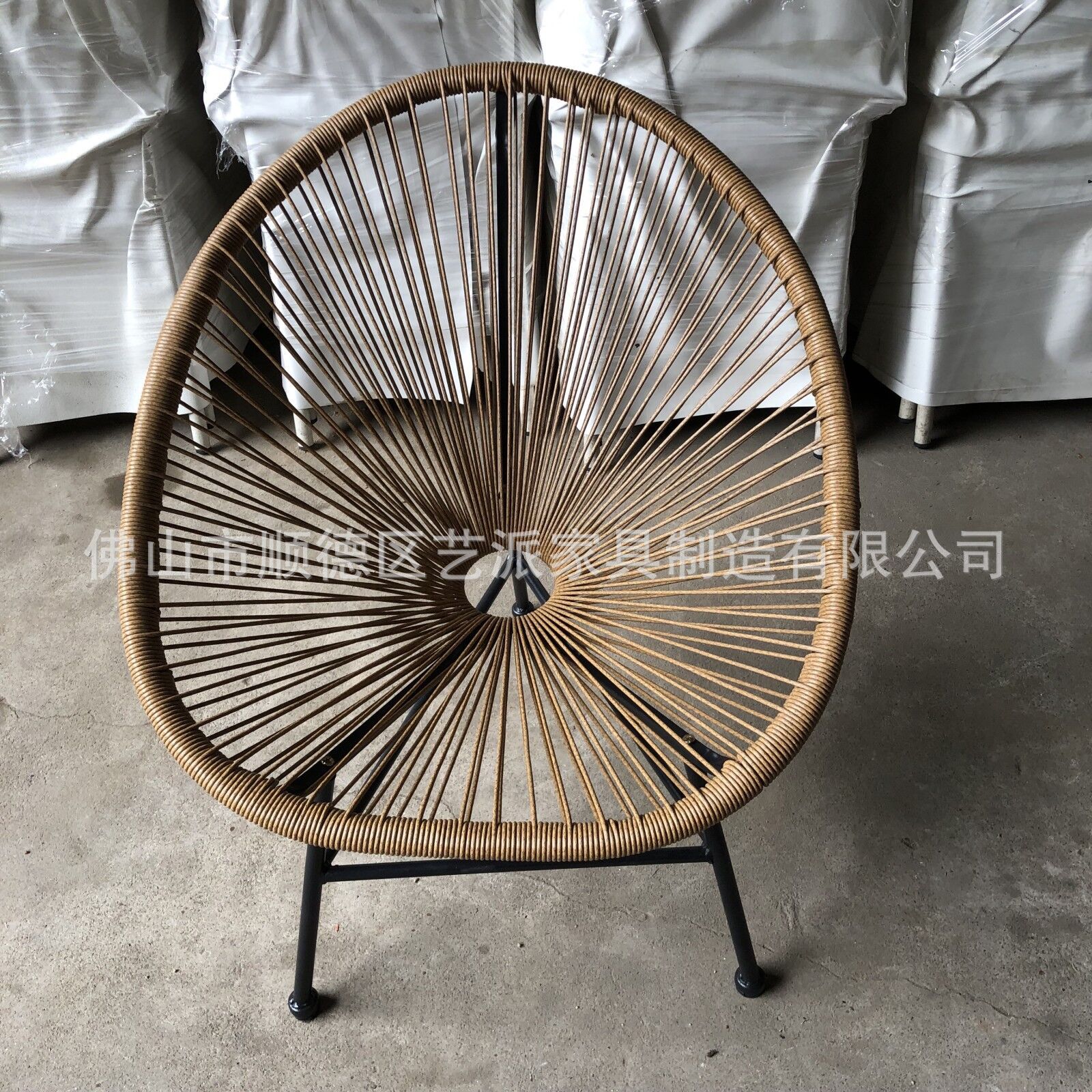 铁蛋椅庭院阳台露台户外形椅子铁艺鸡蛋椅PE仿藤编织桌椅家具1