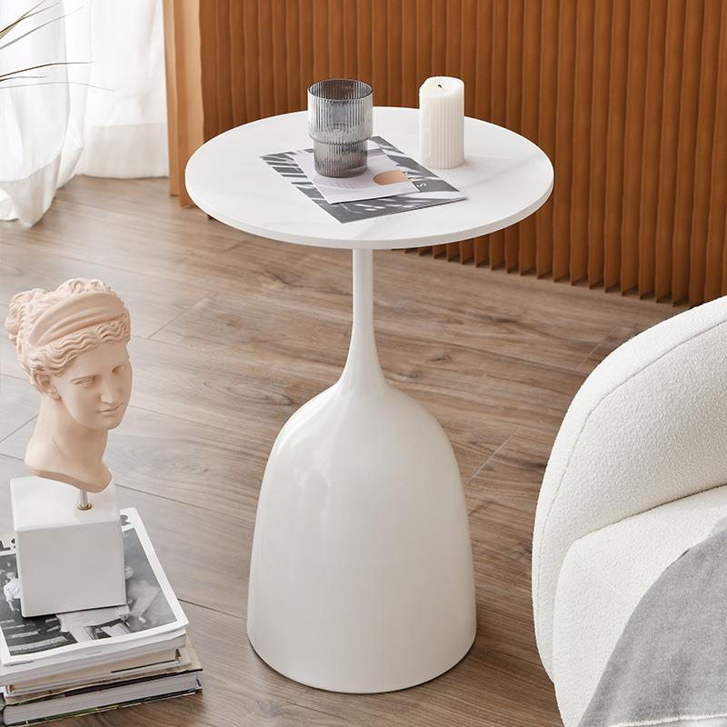 麦凡北欧轻奢岩板茶几简约小户型客厅沙发圆形边几卧室床头柜边几