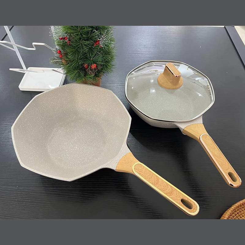 缘福30cm八角新款麦饭石炒锅明火电陶炉等通用家用新款平底锅