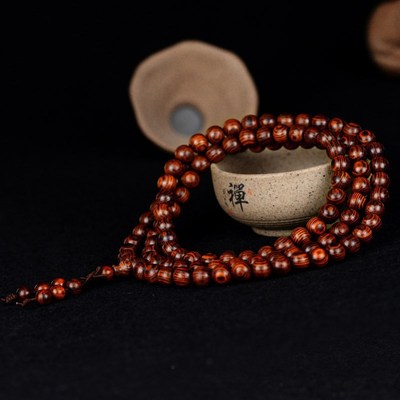 海南黄花梨手串108颗8mm佛珠念珠海黄油梨木质手链男士手珠