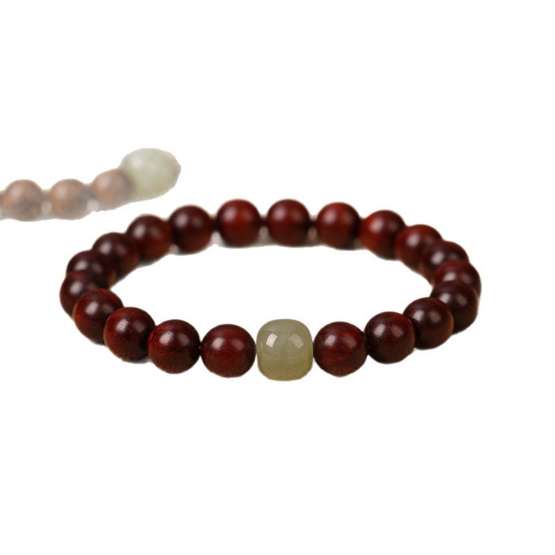 天然印度小叶紫檀手串男女黑檀木佛珠金丝楠木手链和田玉文玩盘玩