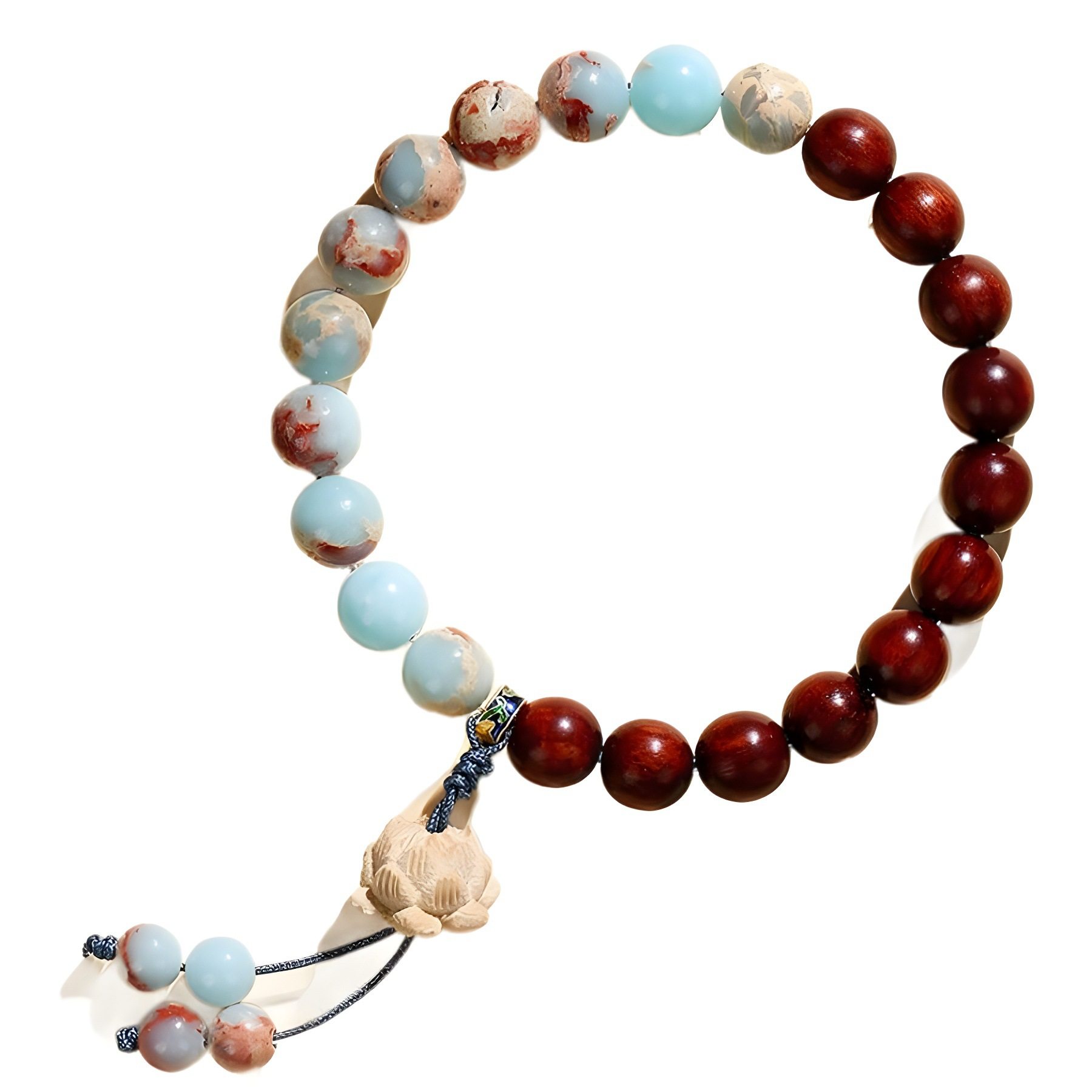 寿山石手串女小叶紫檀桃木莲花盘玩手链男沉香木文玩佛珠串