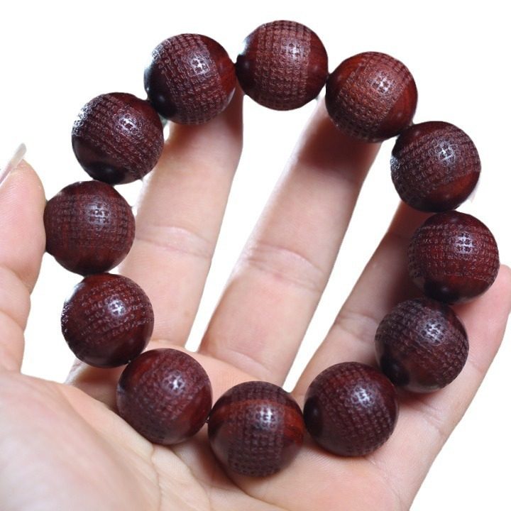 小叶紫檀雕刻金刚心经款手串2.0血檀木佛珠男女士手链持念珠