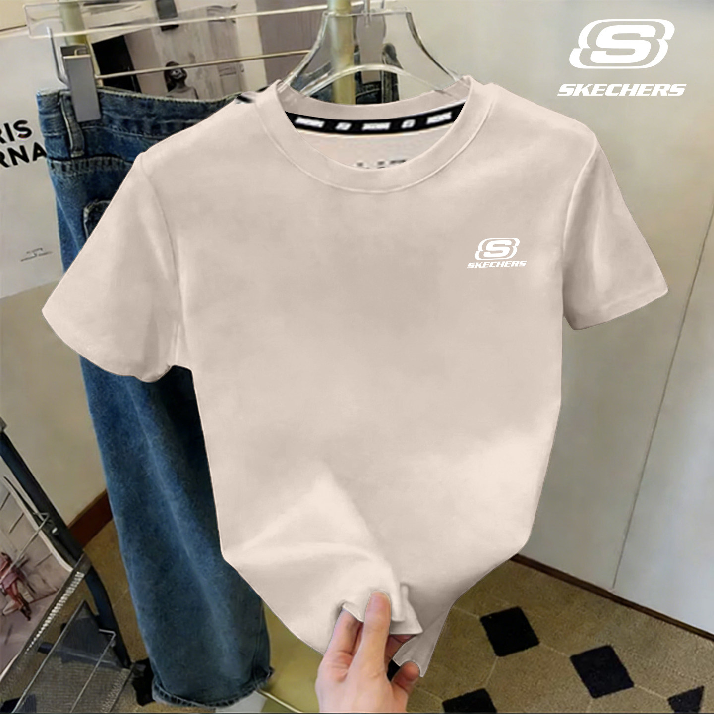 斯凯奇短袖女2026夏季新款圆领宽松大码显瘦T恤休闲半袖运动上衣