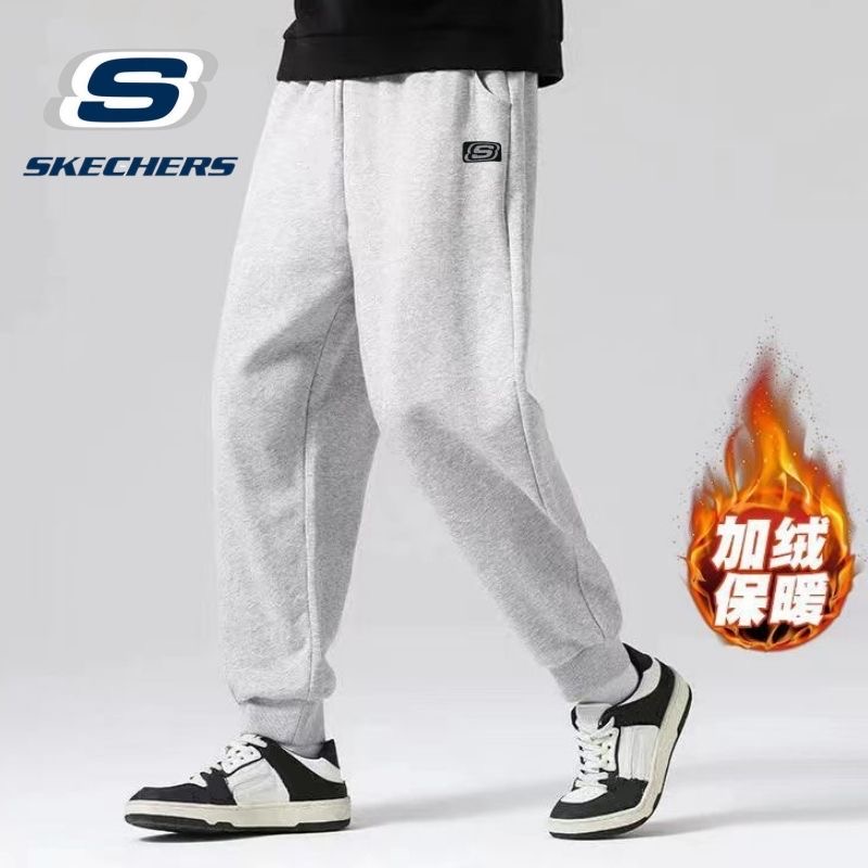 斯凯奇针织长裤男裤秋冬新款加绒加厚束脚裤跑步运动裤子休闲卫裤