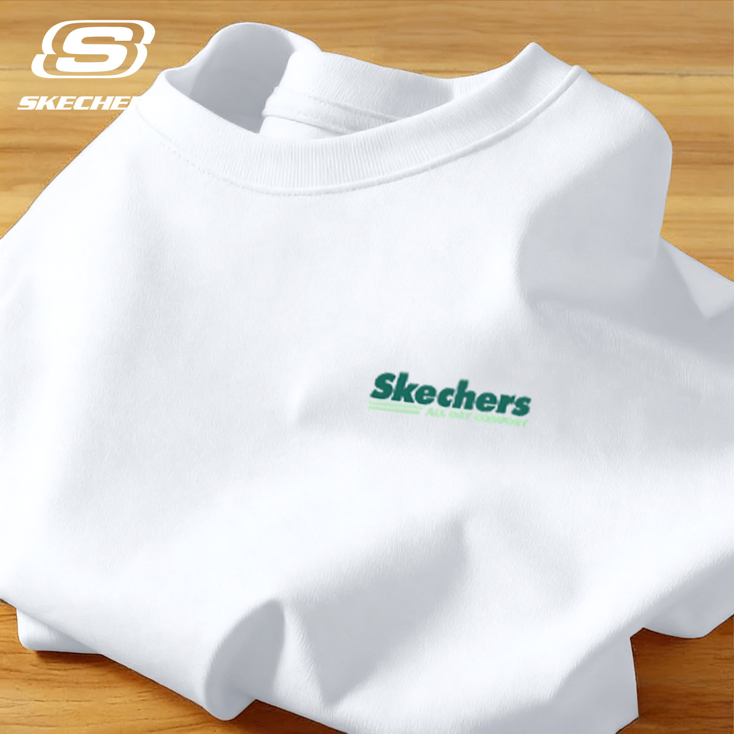 斯凯奇短袖t恤男夏季新款宽松透气休闲白色打底衫青少年圆领半袖