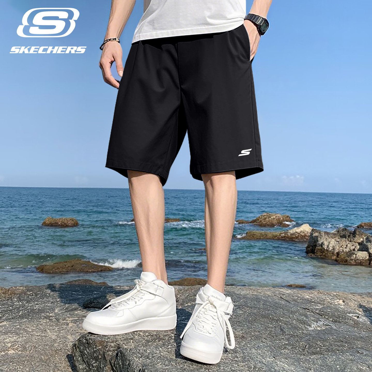 斯凯奇运动短裤男夏季薄款冰丝速干裤休闲宽松健身跑步裤子五分裤