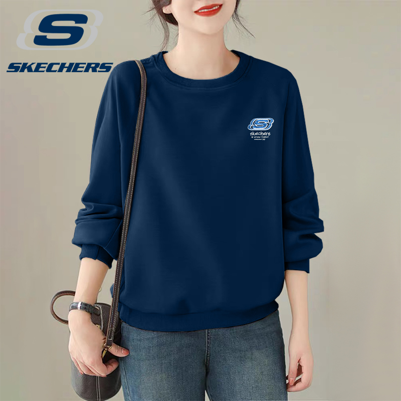 斯凯奇卫衣女士圆领显瘦长袖T恤