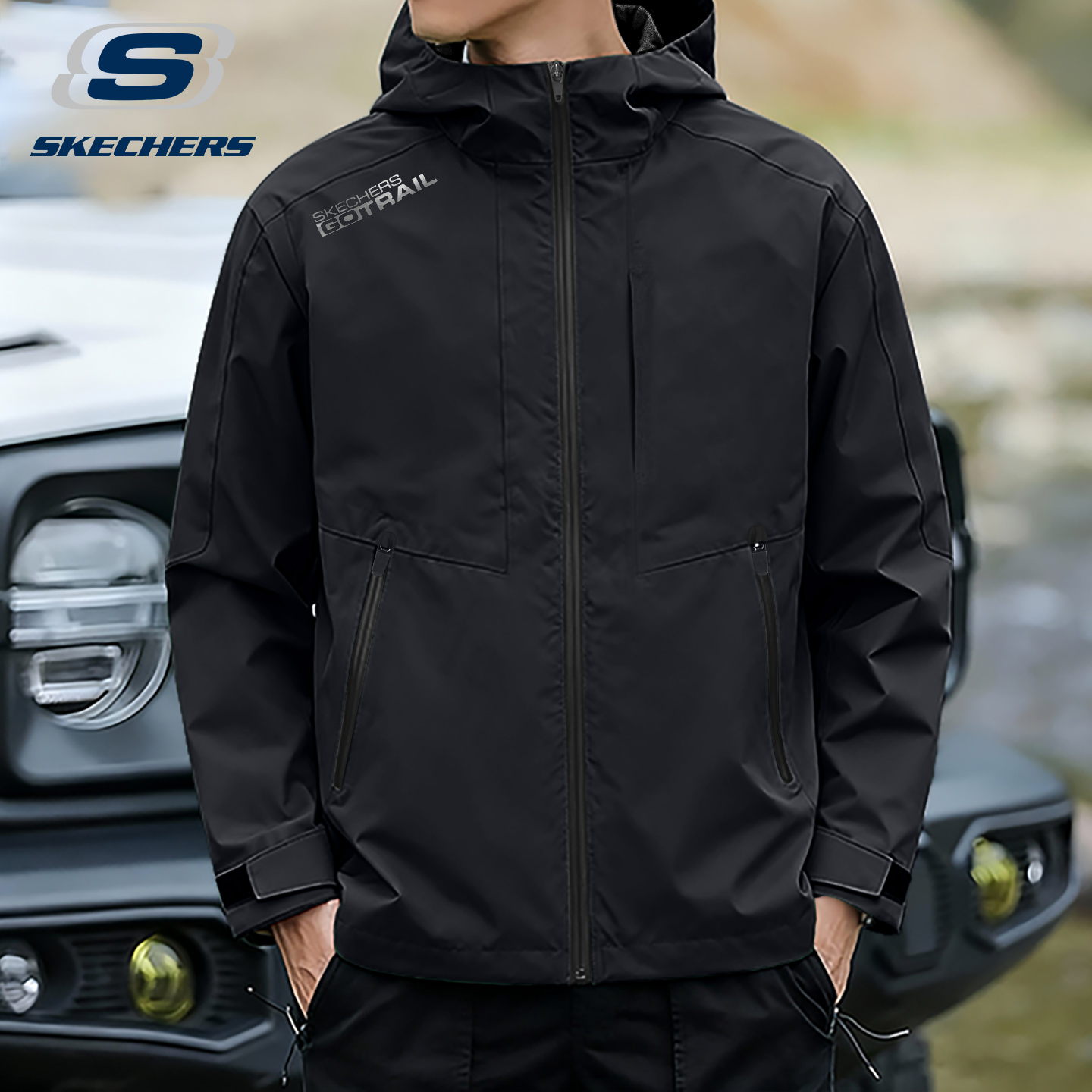 斯凯奇风衣外套男士连帽薄款上衣