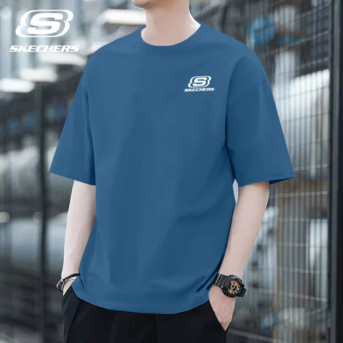 斯凯奇圆领短袖t恤男百搭运动服