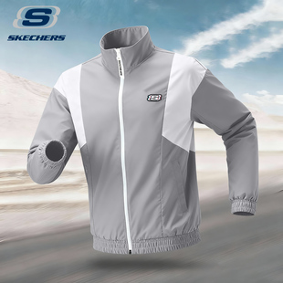 男装 斯凯奇防风运动外套男式 休闲立领时尚 薄款 学院风梭织夹克春季