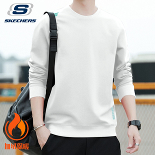 斯凯奇运动卫衣男款冬季加绒保暖加厚长袖T恤宽松潮流内搭套头衫