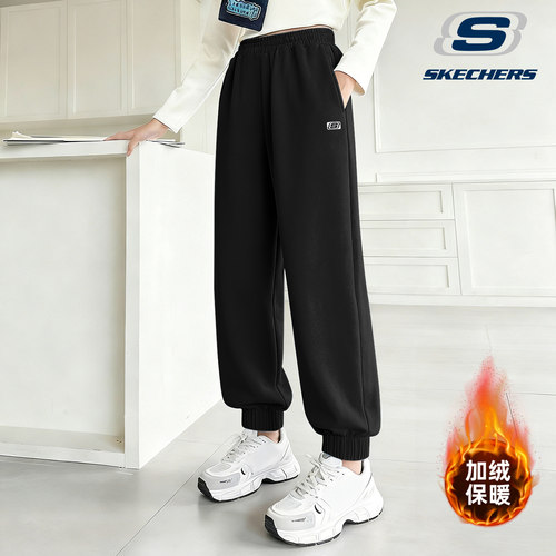 斯凯奇运动裤女加绒秋冬季休闲裤