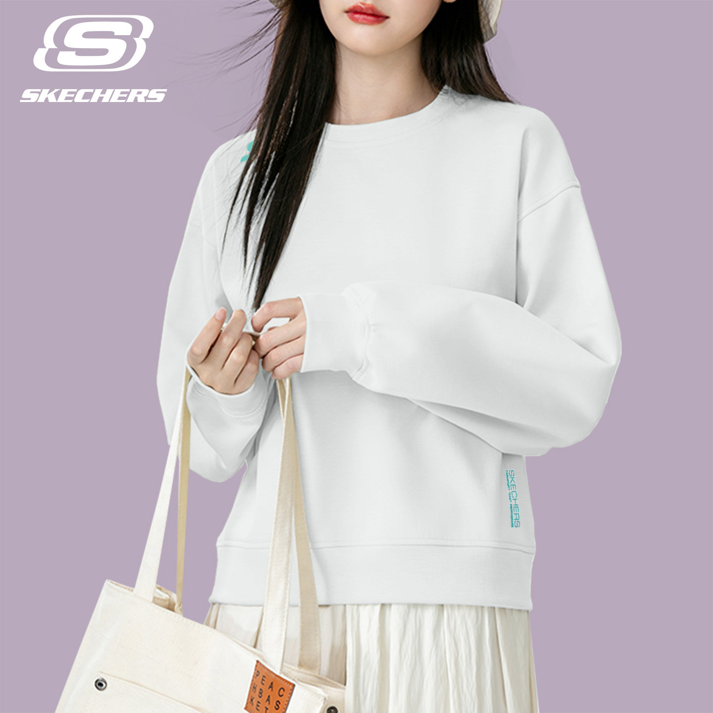 斯凯奇运动长袖女款2026秋冬季新款针织户外跑步上衣宽松羽毛球服