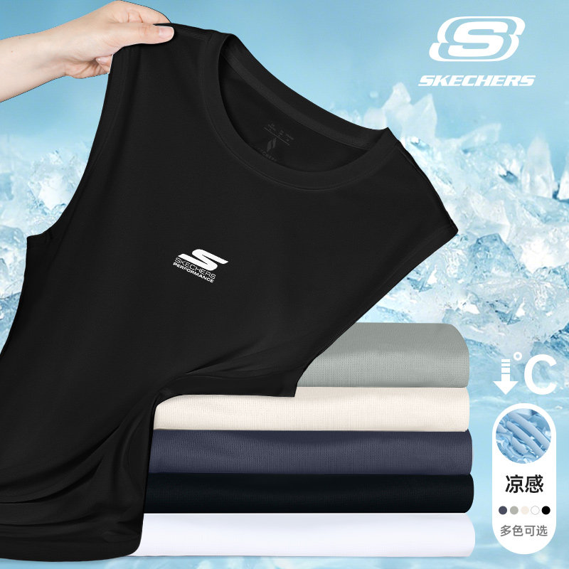 斯凯奇背心男2026夏季新款冰丝速干无袖T恤透气篮球运动跑步上衣