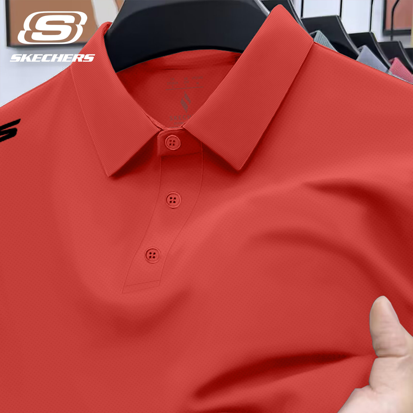 斯凯奇polo衫男短袖速干透气运动健身体恤衫有领男装冰丝翻领T恤