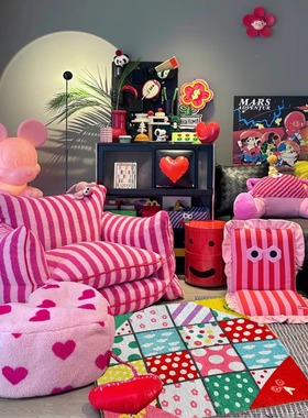 Seven Five格子地毯可爱清新少女卧室ins风床边毯客厅可机洗垫子