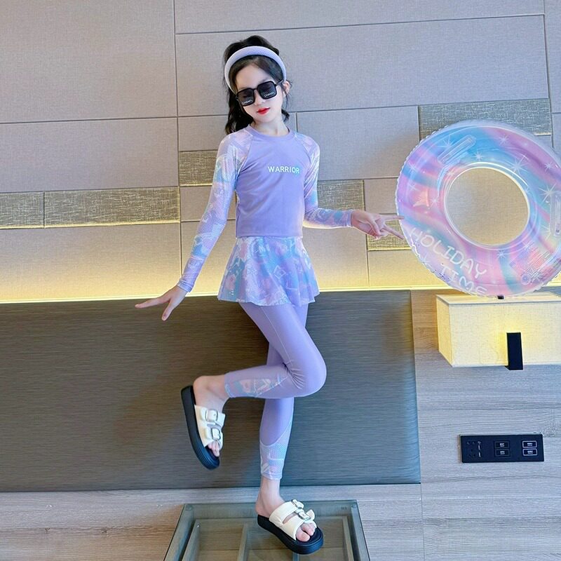 泳衣女儿童a类速干防晒长袖女童