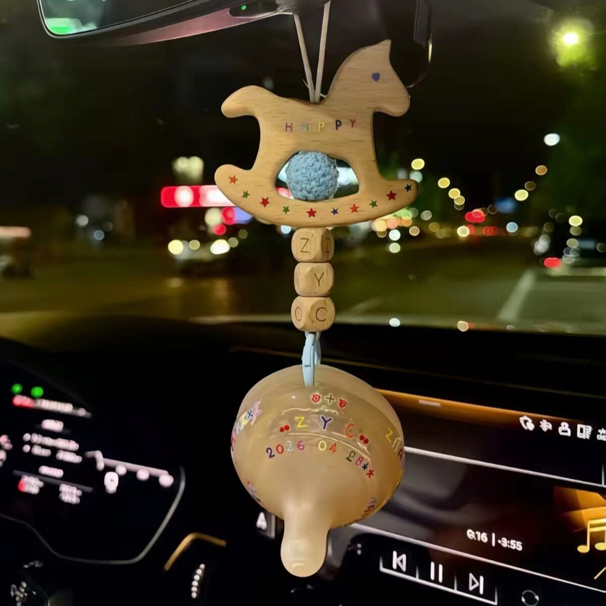 宝宝奶嘴汽车挂件diy小木马车挂