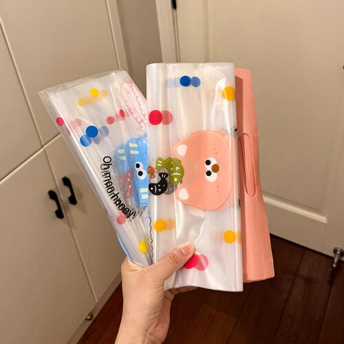 幼儿园衣物收纳袋透明儿童入园整理包多功能文具分装袋手提密封袋