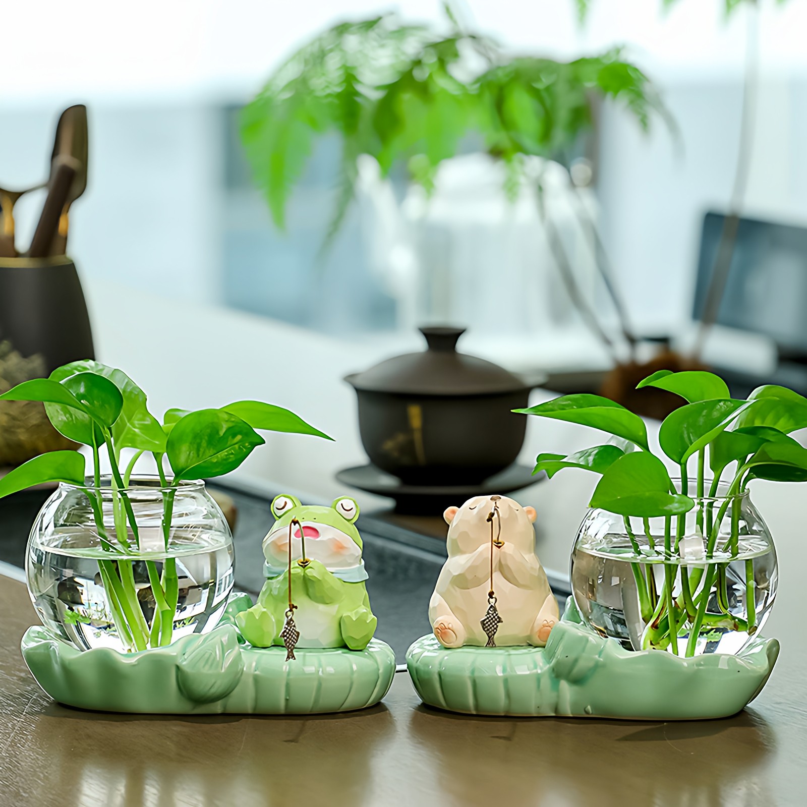 可爱熊猫萌宠求求了祈运青蛙钓鱼水培花瓶摆件桌面装饰品节日礼物,鲜花速递/花卉仿真/绿植园艺,花瓶,淘宝优惠券,粉丝福利购,淘宝优惠卷