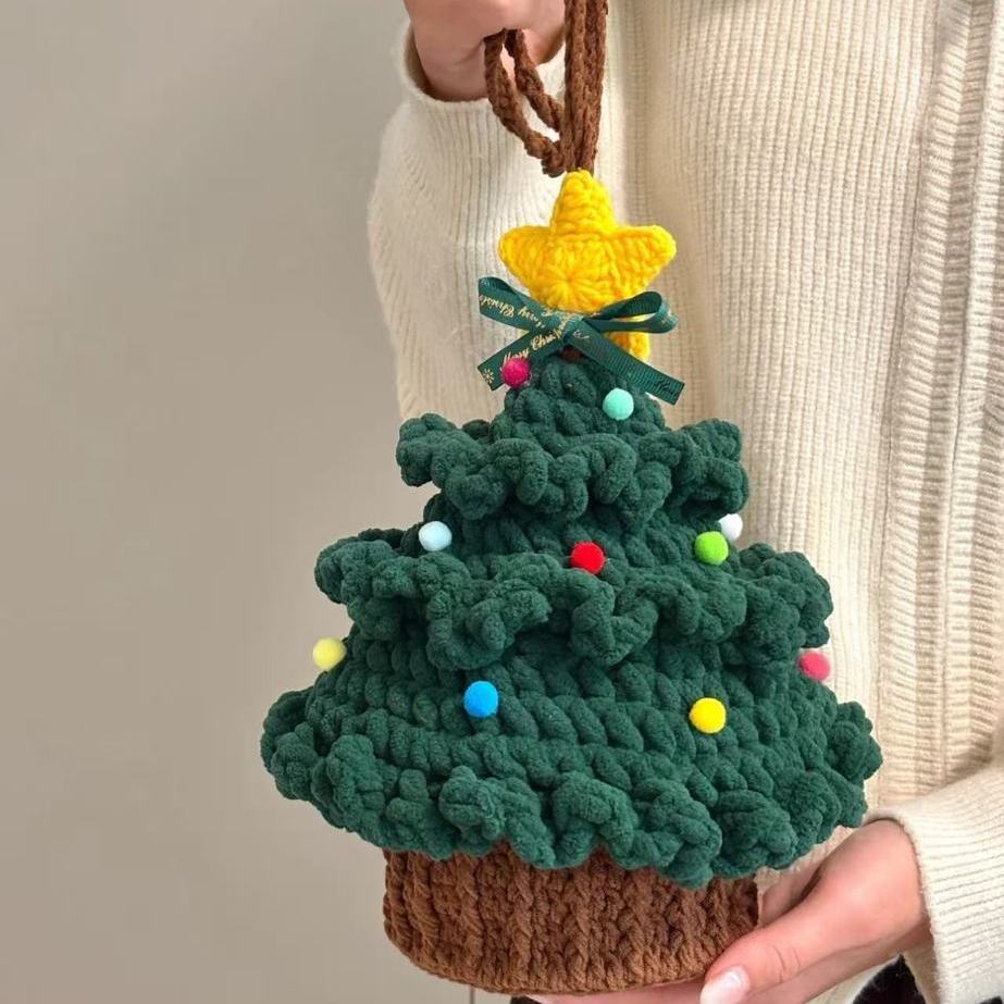 圣诞树包包毛线钩织diy材料包手工编织斜挎包圣诞节礼物送闺蜜