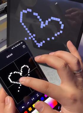 马赛克蓝牙像素屏DIY复古桌搭LED创意像素画框动画像素时钟屏跨境